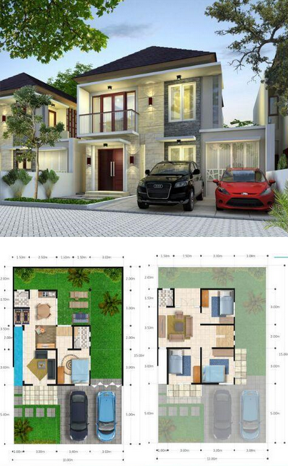 Denah Rumah 2 Lantai Model 2018: Denah Rumah 6x10 2 Lantai