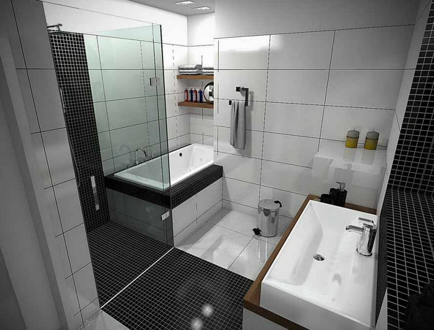 desain interior kamar mandi rumah minimalis dengan penerangan yang bagus